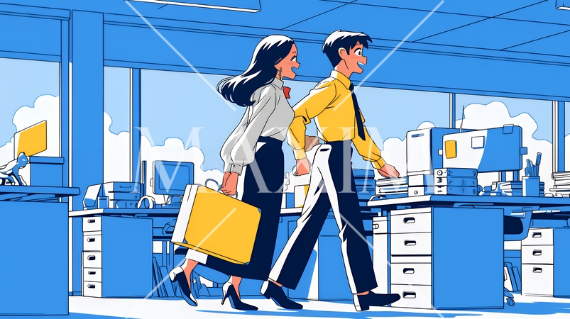 定時退社で帰宅を喜ぶ会社員｜ワークライフバランスと働き方改革のビジネスイメージ