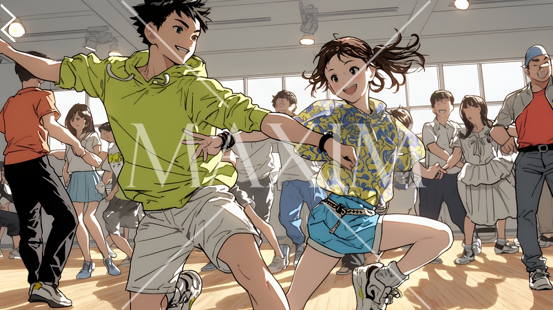 ダンスの練習をしている若者たち