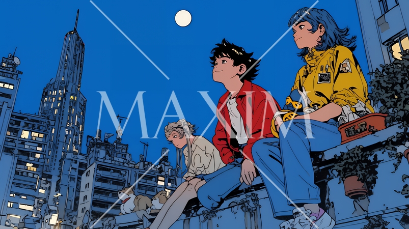 夜の街でたむろっているティーンエージャーたち