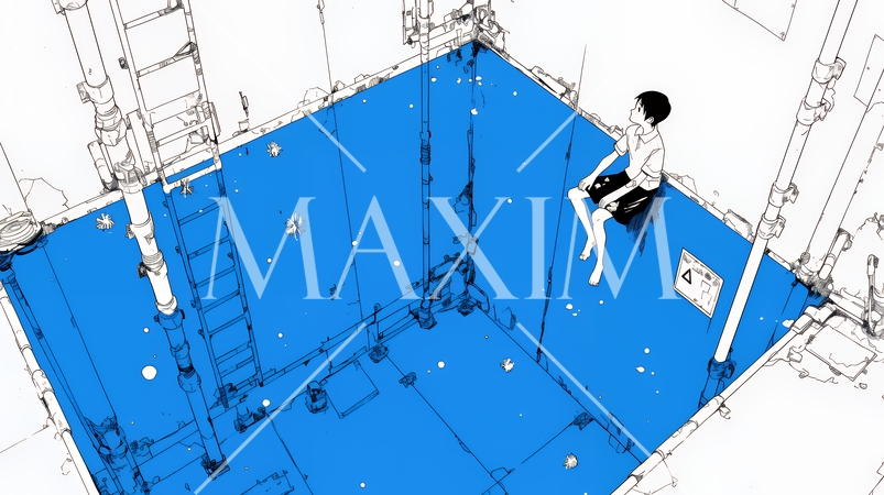 悟りの瞬間：人智では越えられない自然の摂理を知った瞬間（シンプルな色使い）