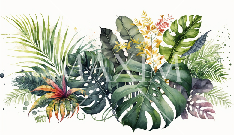 色々な熱帯植物の水彩画