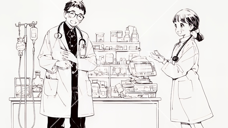 メディカルスタッフ：医療連携（シンプルな色使い）