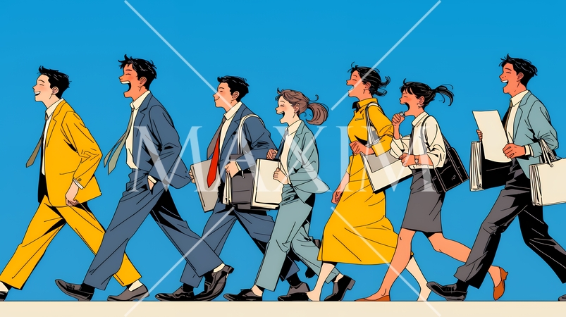 定時退社で帰宅を喜ぶ会社員｜ワークライフバランスと働き方改革のビジネスイメージ