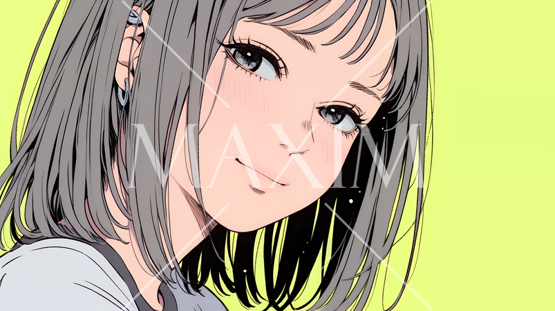 悲しげな目で微笑む（Smiling with sad eyes）若い女性