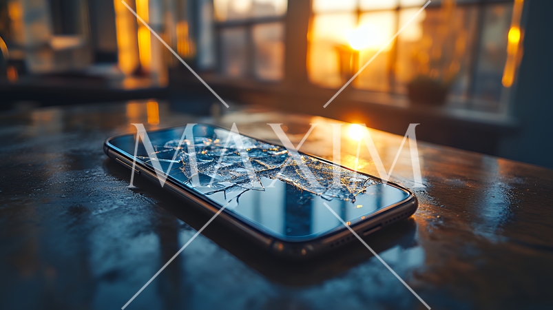 画面に危機的なヒビの入ったスマートフォン