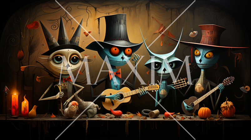 キュービズムな表現のハロウィンパーティ