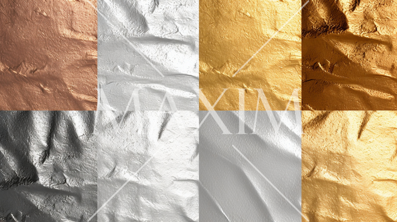 メタリックパッチワークテクスチャーの背景： メタリックな質感を持つテクスチャーでパッチワーク。