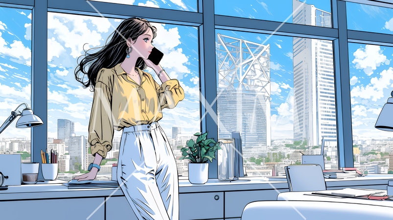 スマートフォンで通話をしているビジネスウーマン