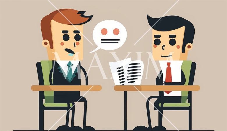 仕事のインタビュー：採用面接や1:1のミーティング。