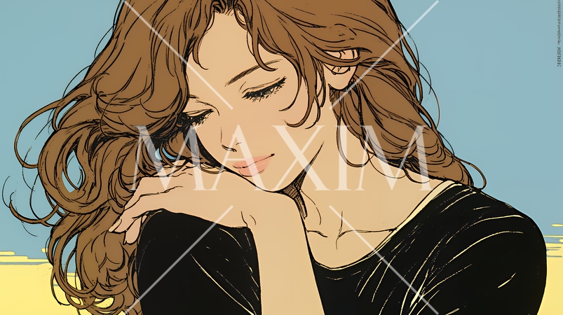 考え事をしている若い女性