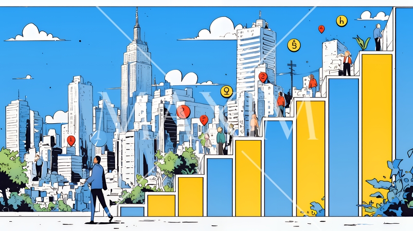 スキルアップで成長するビジネスパーソン｜自己研鑽とキャリア開発のコンセプトイラスト
