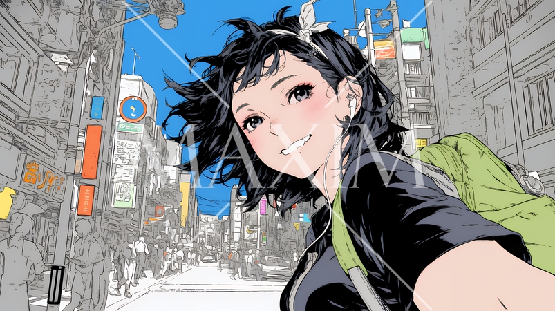 スマホで自撮りしている若い女性