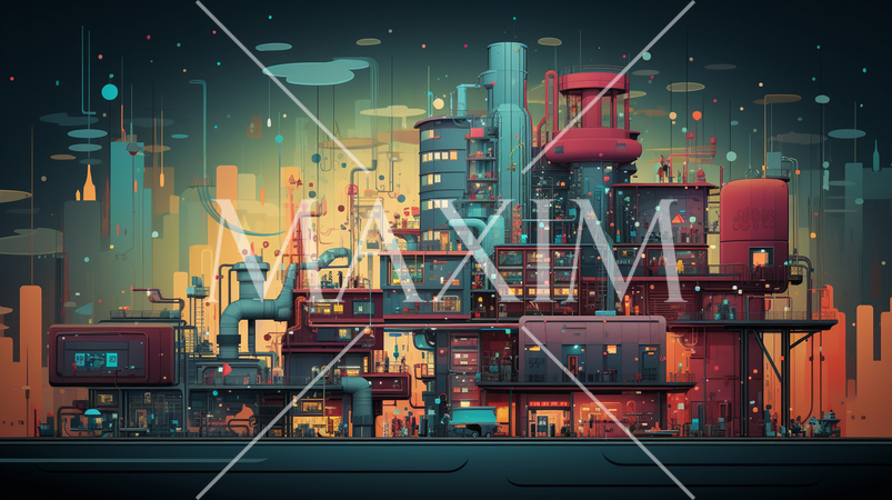 ビッグデータとAI：データ解析、AIが洞察を得る、データセンターの様子。