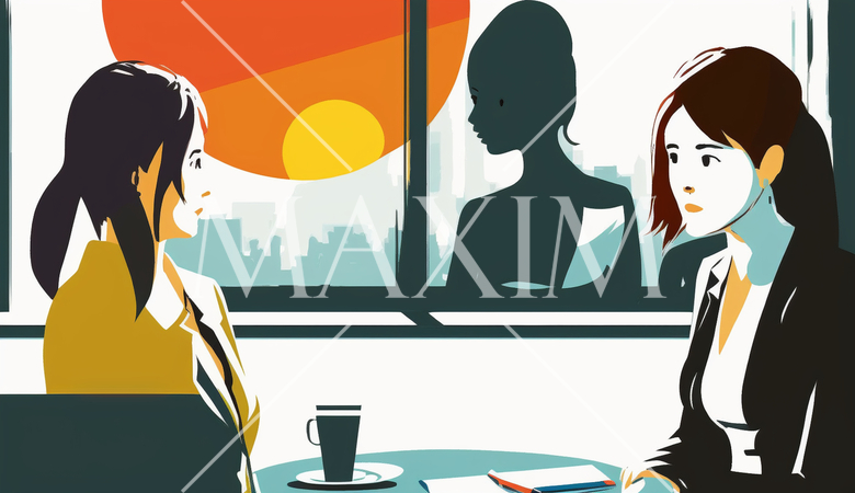 クライアントと商談中の女性：クライアントとのミーティング、顧客対応。