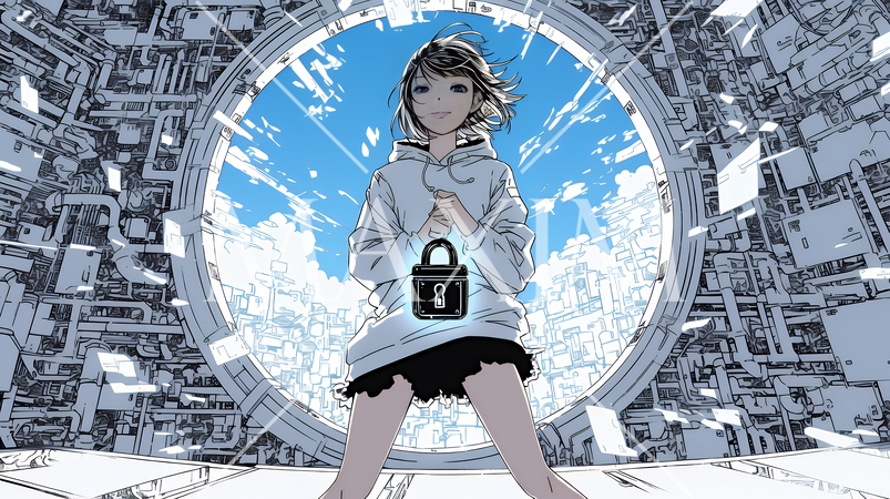 プライバシー・ポリシーやセキュリティー・ポリシーを表す堅牢な門と門番のイメージ