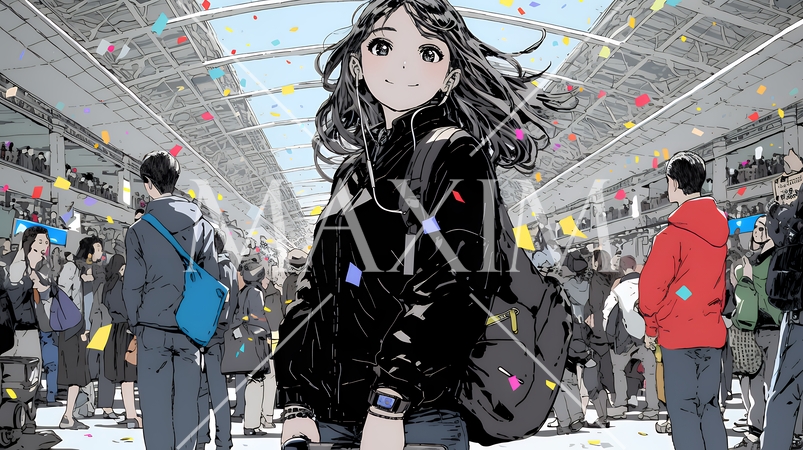 ビジネスフェアに参加しているビジネスウーマン