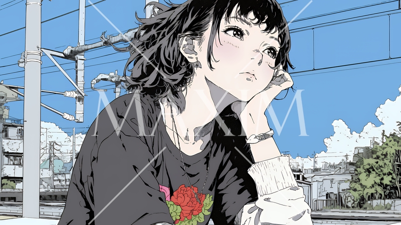 ぼんやり空を見上げている若い女性