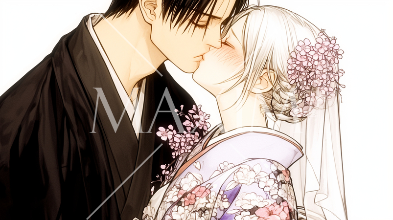 幸せなとき：結婚式キス