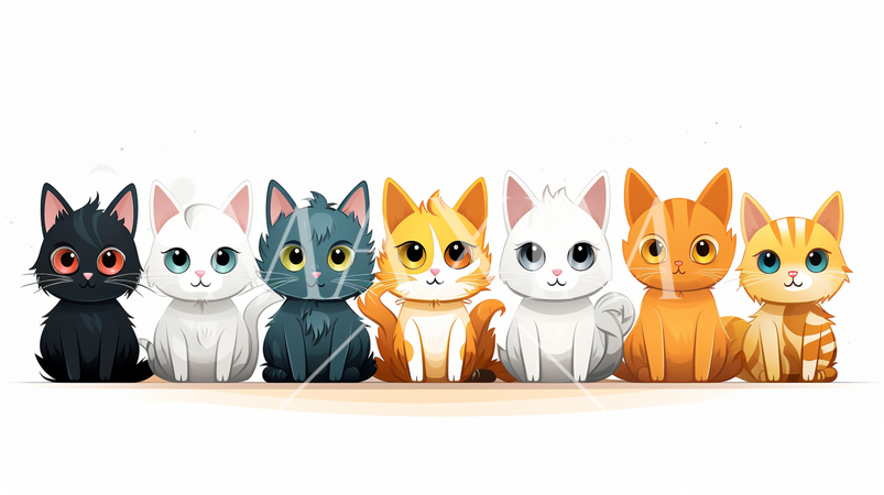 色々な猫のイラストのプリファレンスシート