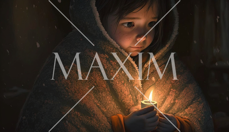 爪に火をともす：暖をとるために小さな火に手を近づけている。遠目では爪に火がついているように見える。