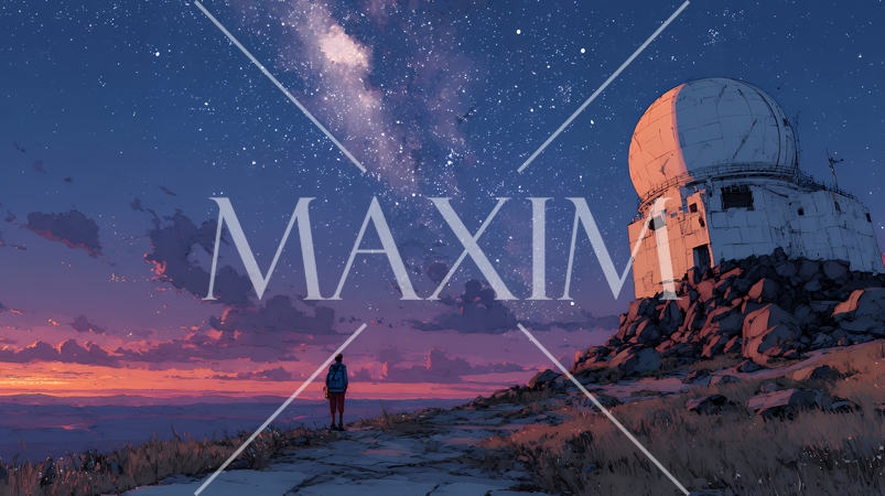 天文学のポスター用図版：天文台と宇宙