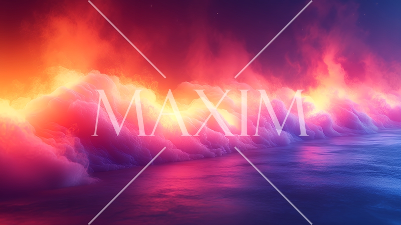 燃えるような赤い炎のような波をイメージした背景