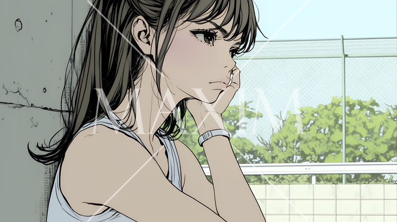 「ふん！」という表情でそっぽを向いている若い女性