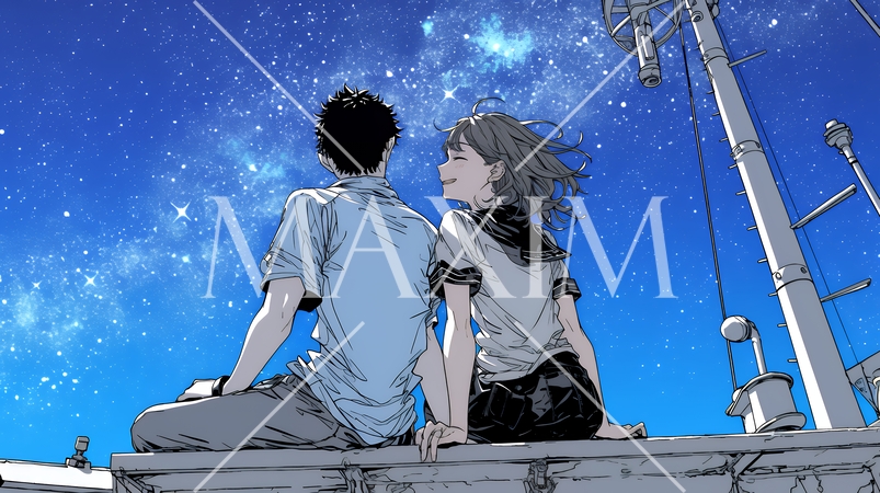 天の川を眺めている恋人たち