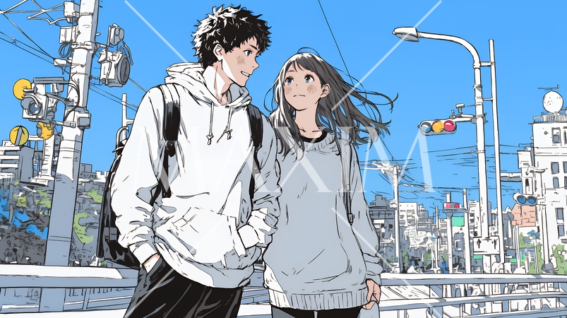 希望に満ちたライフスタイルを過ごす若いカップル：未来を見つめている