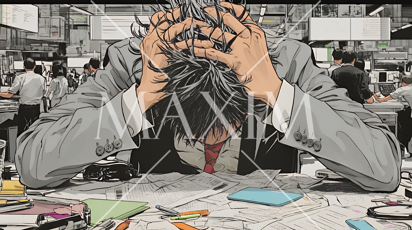 仕事で行き詰まって頭を抱えている男性