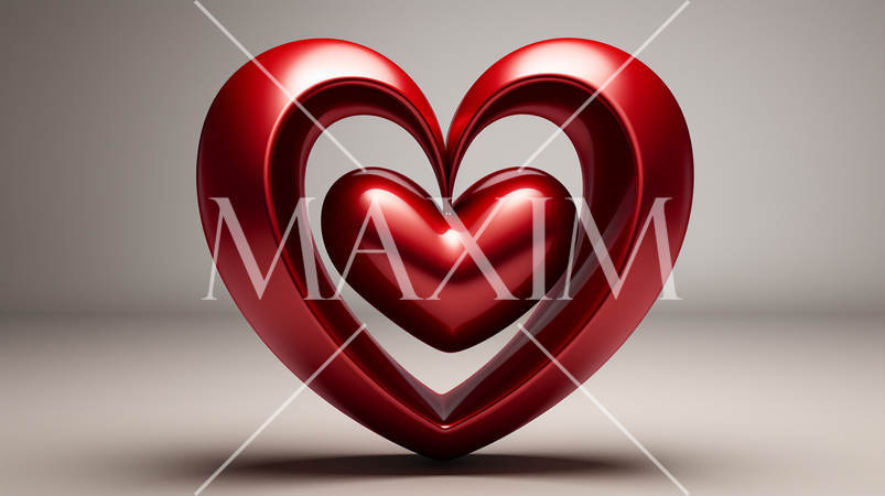 ハートの形の立体（3D）オブジェクトの白背景イラスト