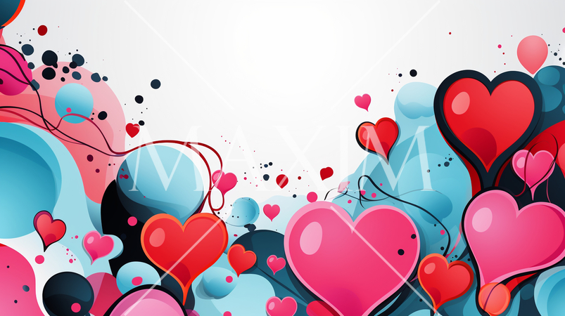 ハートがいっぱいのコピースペースのあるカラフルな背景