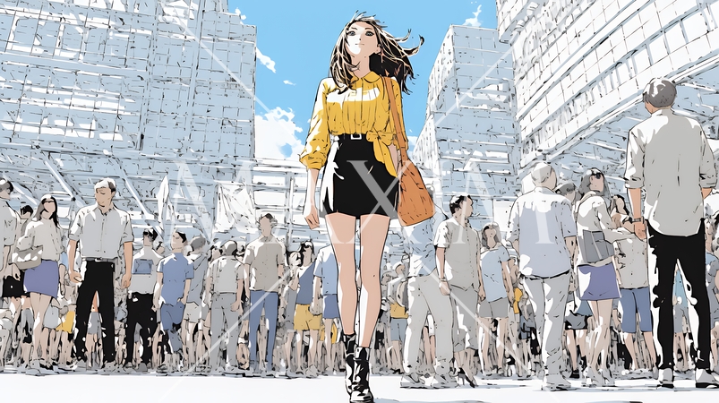 ビジネスフェアに参加しているビジネスウーマン