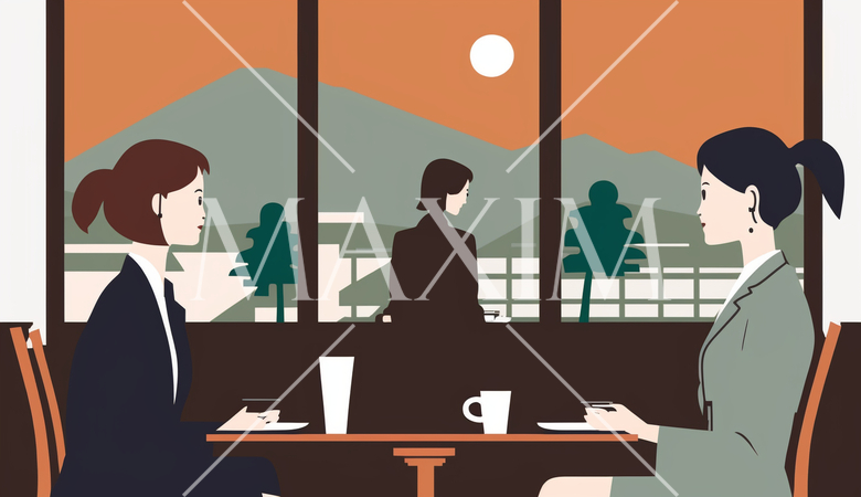 クライアントと商談中の女性：クライアントとのミーティング、顧客対応。