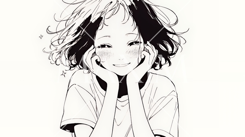 満面の笑みでYesと言っている若い女性（シンプルな色使い）