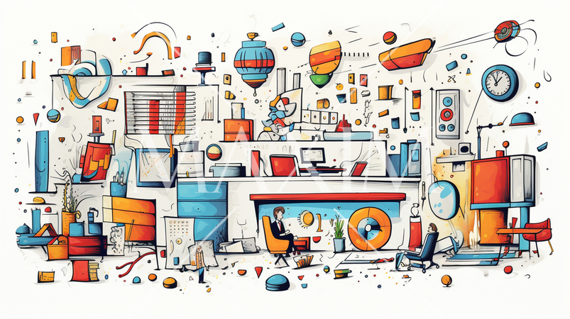 色々なビジネスシーン要素：落書きのような表現