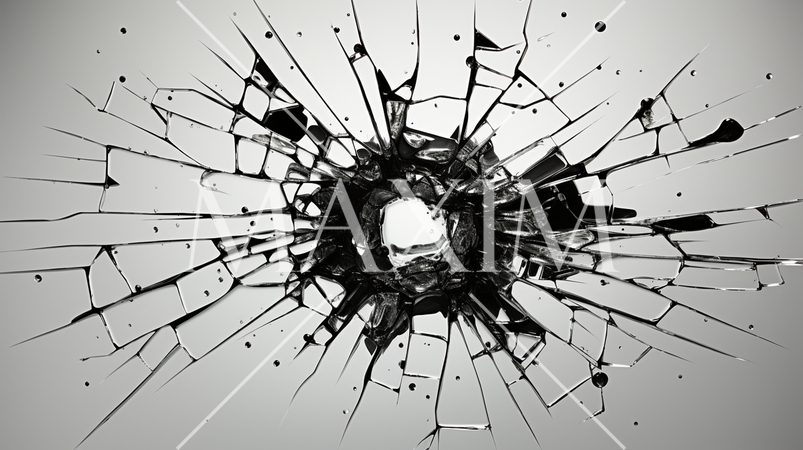 弾痕：ガラスに命中した銃弾の跡