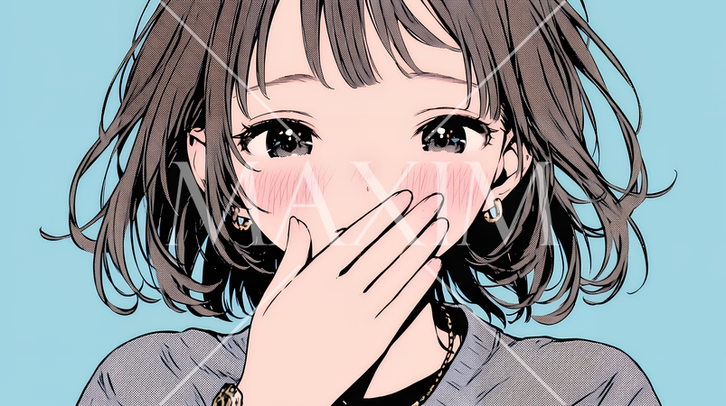 失言をして恥ずかしくて思わず口を手で覆っている若い女性