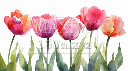 チューリップの花の水彩画（イラストID:2718408-20248）