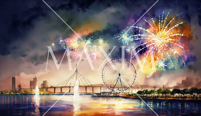 大都会のウォータフロントの花火大会