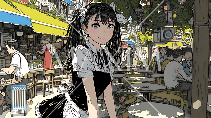 カジュアルレストランで働いている若いウェイトレス