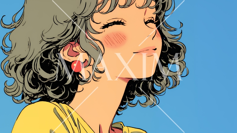 「うふふ」と微笑んでいる若い女性