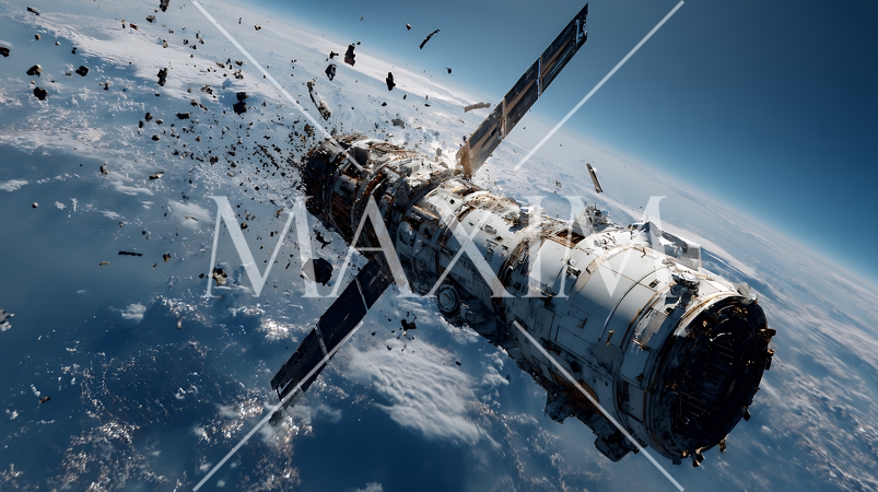 デブリと衝突して破損した人工衛星