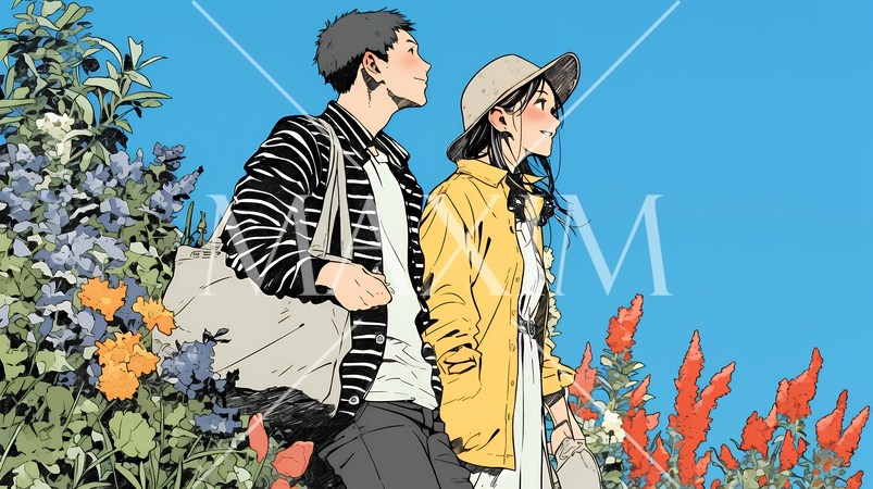 希望に満ちたライフスタイルを過ごす若いカップル：未来を見つめている