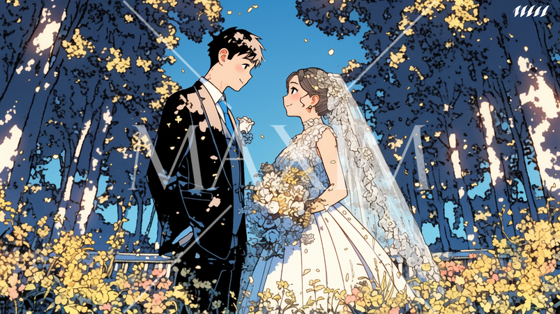 紅葉の中の結婚式