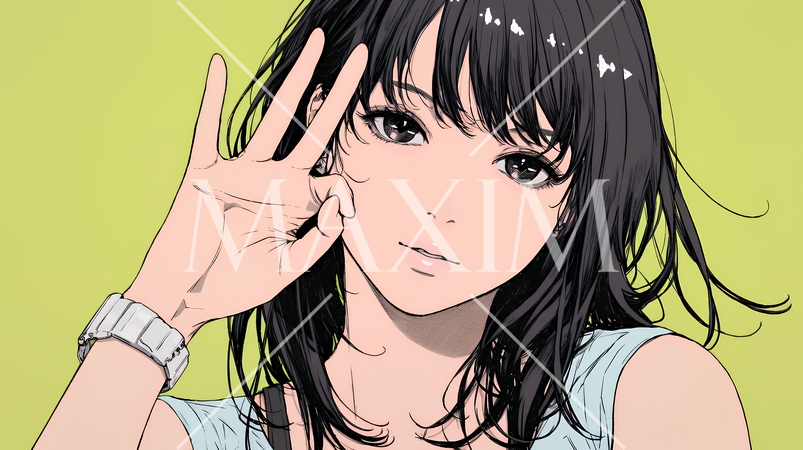 OKサインを出している若い女性