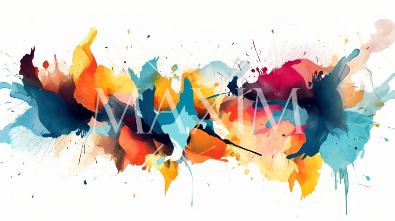 ブラシストローク背景： 太めのブラシやストロークによる不規則な形状や筆跡がユニークでモダンな雰囲気