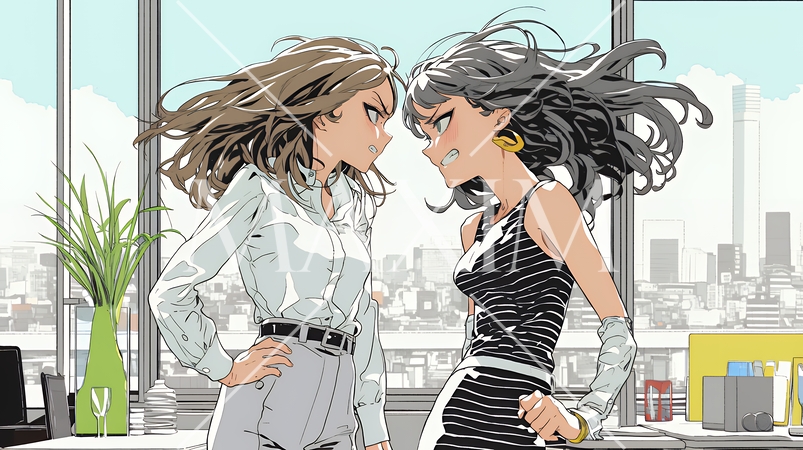 オフィスで言い争いをしているビジネスパーソン