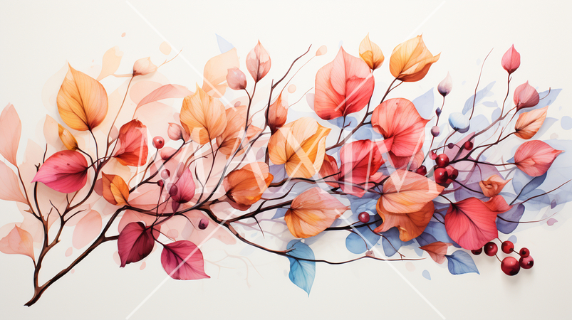 秋の紅葉した草木