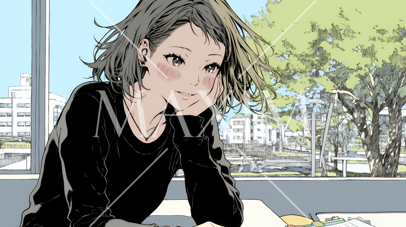 会議で発表している男性に魅了され、新しい恋の予感を抱いた若い女性